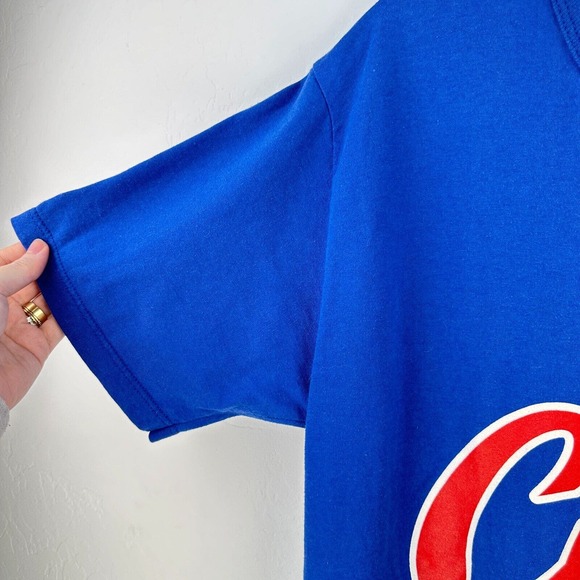 Vintage Russell Athletic Henley Shirt Mens L Blue Red‎ Cubs MLB Baseball USA - Picture 5 of 9